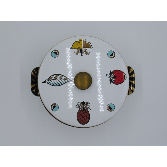 VTG MCM 2 qt Sauce Pot Lid Georges Briard Pineapple Enamelware 60s Retro - Picture 12 of 16